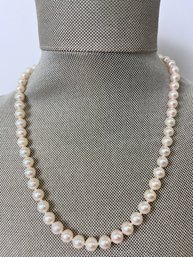 White Gold And Cultured Pearl Necklace.