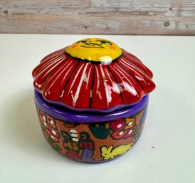 Small Ceramic Trinket Box With Sun On Top