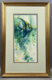 Original Susan LeBow Framed And Signed Watercolor Of An Angel Fish.