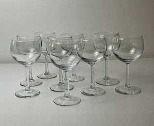 Set Of 9 Clear Glass Stemware