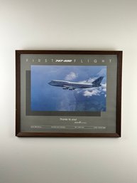 First 747 400 Flight Poster Framed