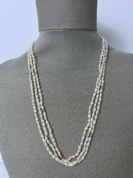 Natural 3 Strand Pearl & 14k Necklace.