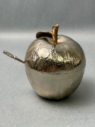 Vintage Michael Aram Silver Apple Honey Pot With Spoon