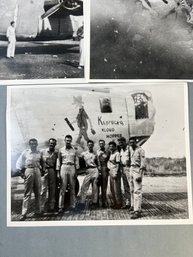 4 WWII Photos Of Aircraft And Crew Showing Nose Art.