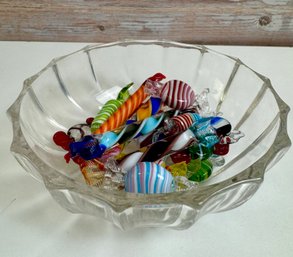 Glass Candy In Glass Bowl
