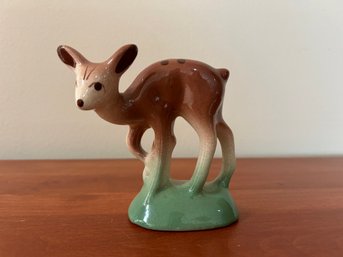 Vintage Green & Brown Glazed Deer Figurine (#1)