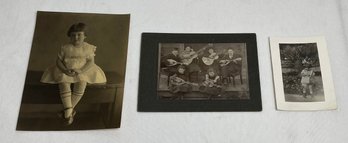 Lot Of 3 Vintage Child Photographs Guitarist Musicians