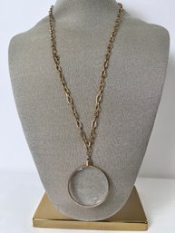 Accessocraft N Y Goldtone Necklace With Magnifying Glass.