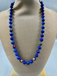 Blue Beads With 14k Gold Clasp