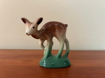 Vintage Green & Brown Glazed Deer Figurine (#2)