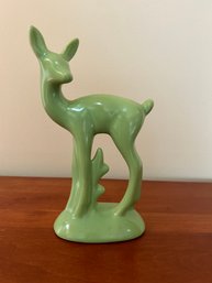 Vintage Green Glazed Deer Figurine *repaired Ear