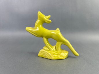 Vintage Chartreuse Lunging Deer Figure