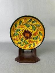 Small Italian Saucer- 5.25 Inch Round, Leaf And Flower Motif