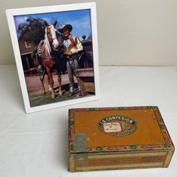 Framed Roy Rodgers & Original La Confesion Cigar Box