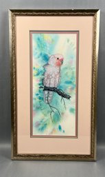 Original Susan LeBow Framed And Signed Watercolor Of A Parrot.