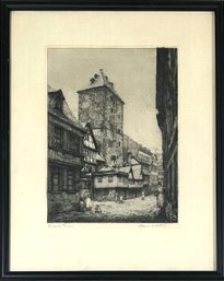 Vintage Framed Hand Signed Etching Urban Scene *Local Pick-Up Only*