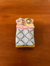 Limoges Couple In Bed  Trinket Box