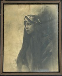 BEAUTIFUL Vintage Framed Portrait Photograph Of A Young Bohemian Woman *Local Pick-Up Only*