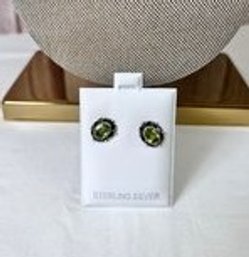 Sterling Silver And Peridot Earrings.