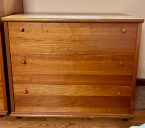 Low 3 Drawer Light Cherry Tone Wood Minimalist Dresser