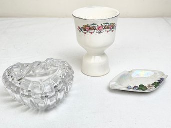 Three Vintage Glass & Porcelain Accessory Pieces