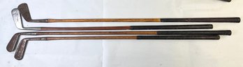 4 Forged In Scotland Antique Wood Shaft Golf Clubs.