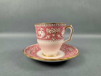 Crown Fine Bone China Pink And White Cup And Saucer