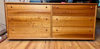 Low 6 Drawer Light Cherry Tone Wood Minimalist Dresser