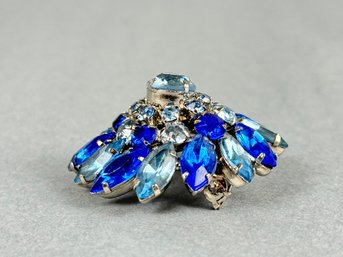 Vintage Blue Rhinestone Dome Brooch