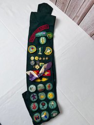 Vintage Girl Scout Sash From The Patterson Area Filled With Awards, Pins And Patches.