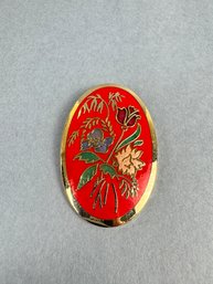 Vintage 80s Floral Enamel Brooch