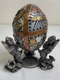 Tin & Copper Artist Egg Sculpture -local Pickup