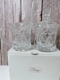 NIB J G Durand Crystal Cream Pitcher And Sugar Container.