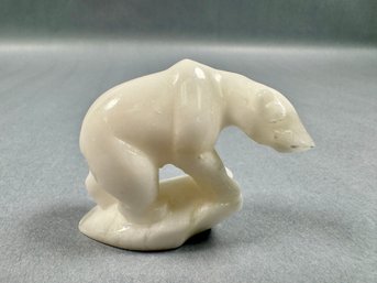 Small White Polar Bear On Ice