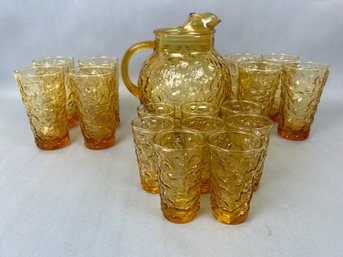 Vintage Amber Goblet Drinking Glassware And Water Vase