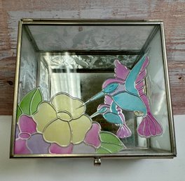 Hummingbird Glass Trinket Box *Local Pick Up Only*