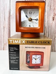 Times Revolving Photo Cube Table Clock.