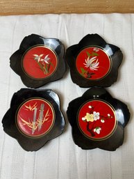 4 Asian Hand Painted Coasters. *LOCAL PICKUP ONLY - NO SHIPPING*