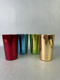 4 Anodized Metal Drinking Glasses