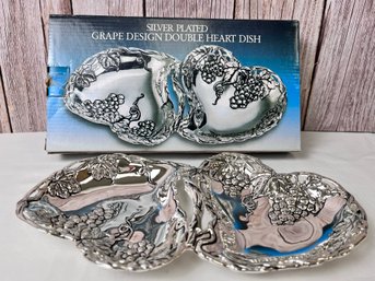 Godinger Silver Plate Double Heart  Dish.