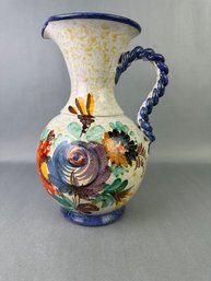 Hand Painted 12 Inch Pitcher With Handle