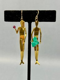 S Packart Brass Dangle Earrings Of Adam And Eve