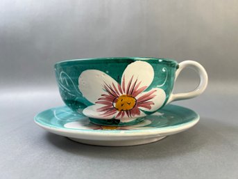 Made In Italy Large Ceramic Cup And Saucer.