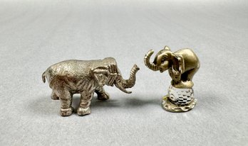 2 Small Metal Elephants