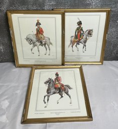 Three 1800s Calvary Soldier Prints - United Belgian States, French Republic, The Swiss Confederation