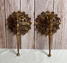 Pair Of Vintage 1964 Syroco Gold Candle Sconces *Local Pick-Up Only*