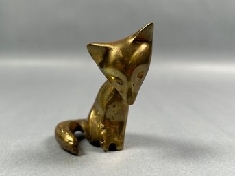 Vintage Cute Brass Fox