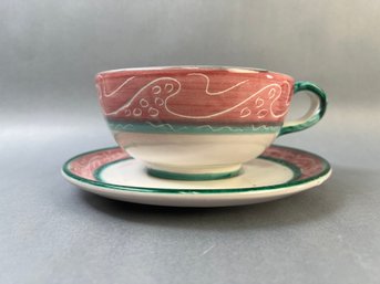 Made In Italy Large Ceramic Cup And Saucer.