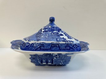 Crown Pottery Transfer Ware Covered Dish