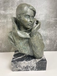 Vintage Metal Bust With Marble Base No. 201/2000
